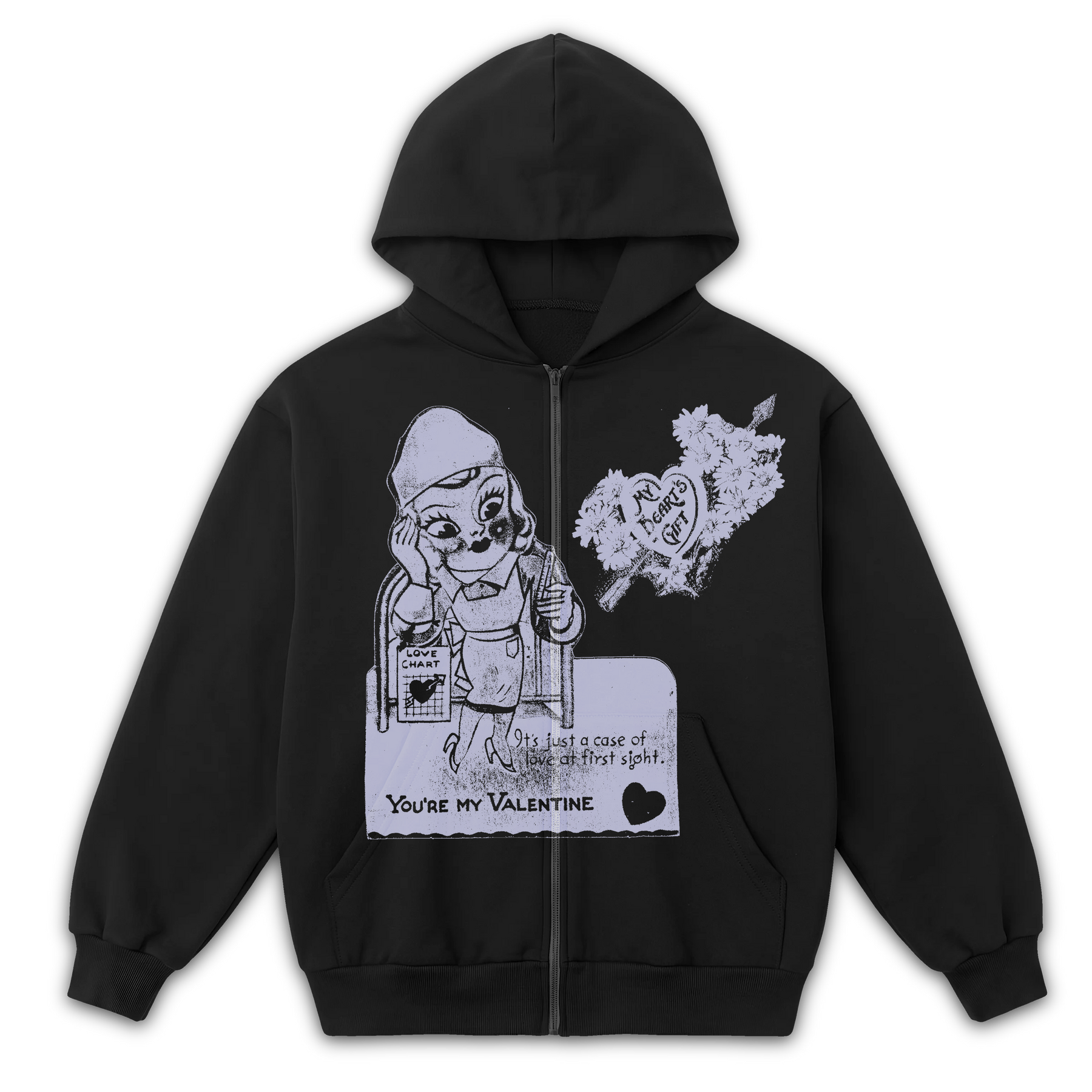 Valentine Zip Up - Black - Front