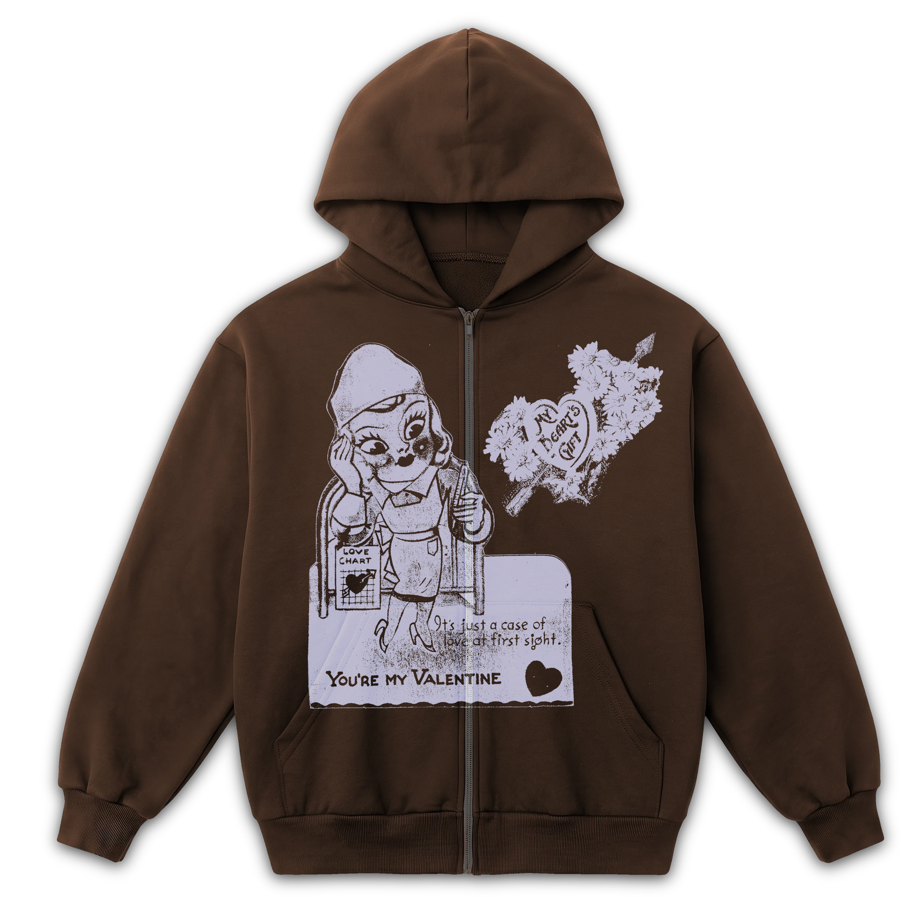 Valentine Zip Up - Brown - Front
