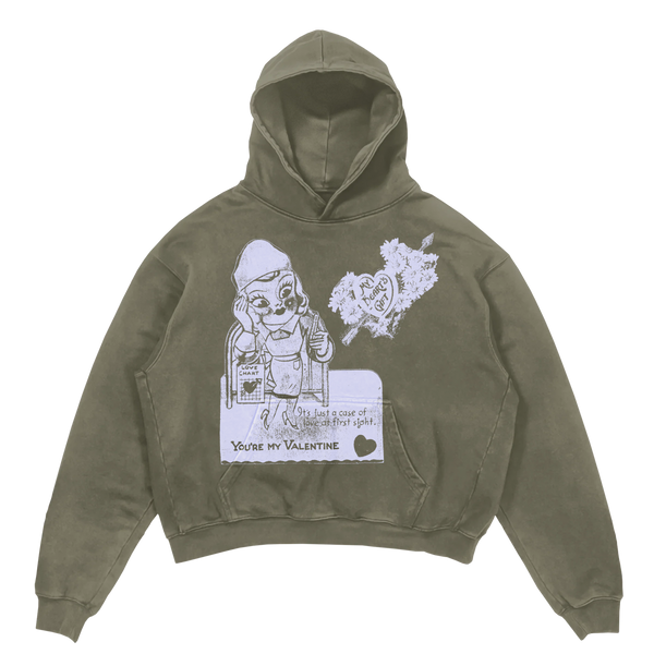 Valentine Hoodie - Olive - Front
