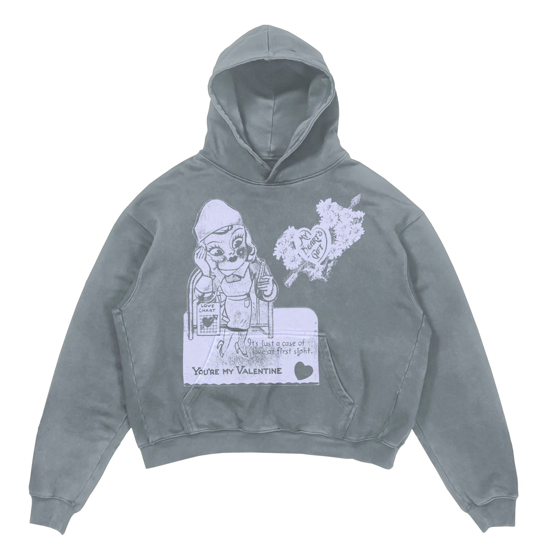 Valentine Hoodie - Sage - Front
