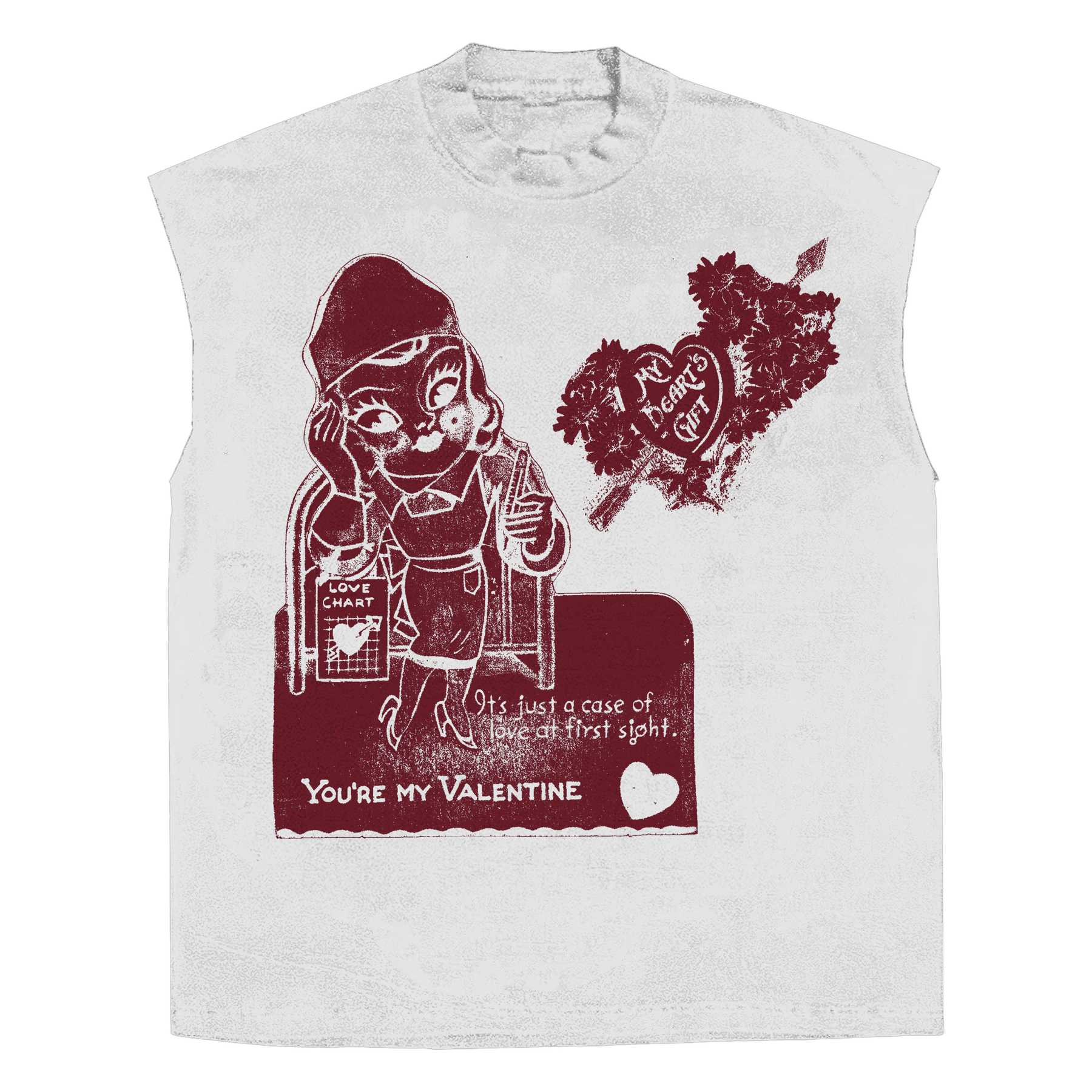 Valentine Sleeveless Tee - White - Front