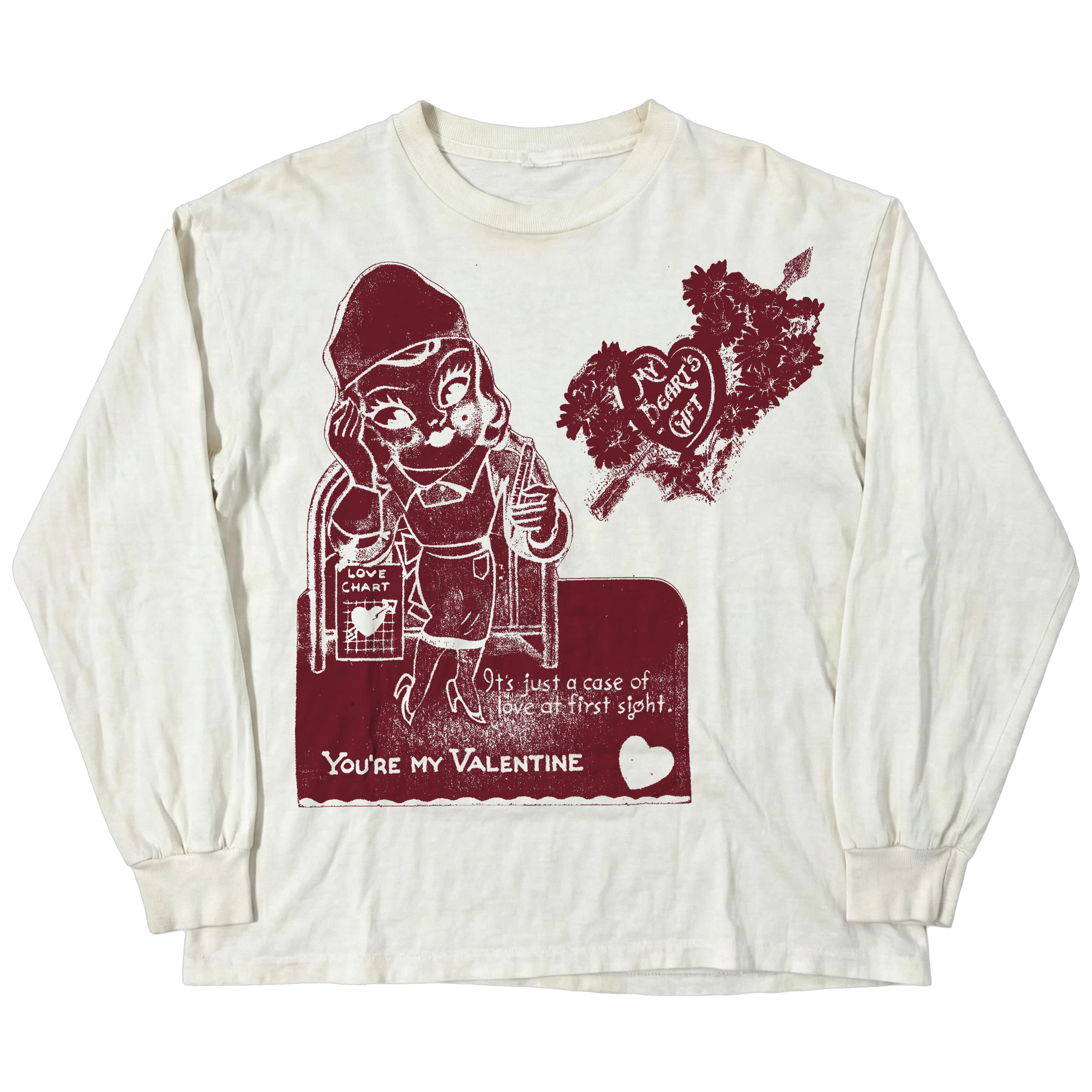 Valentine L/S Tee - White - Front