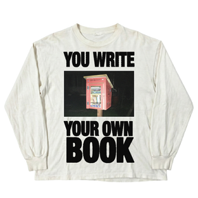 Library Long Sleeve Tee in white — YOU WRITE YOUR OWN BOOK little free library graphic